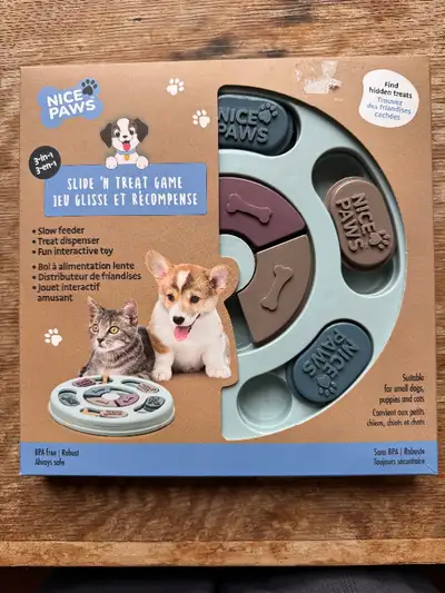 Bank new, in unopened box, Nice Paws Slide ‘n Treat game for puppies and small dogs. Awesome stimula...