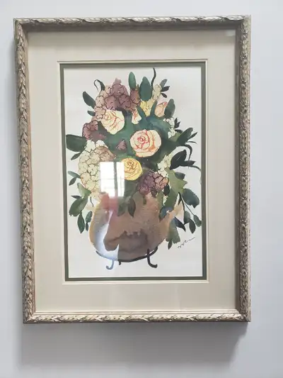 Original water colour by the artist Maya Eventov. 20x27 inch, with frame 22x29 inch. Additional matc...