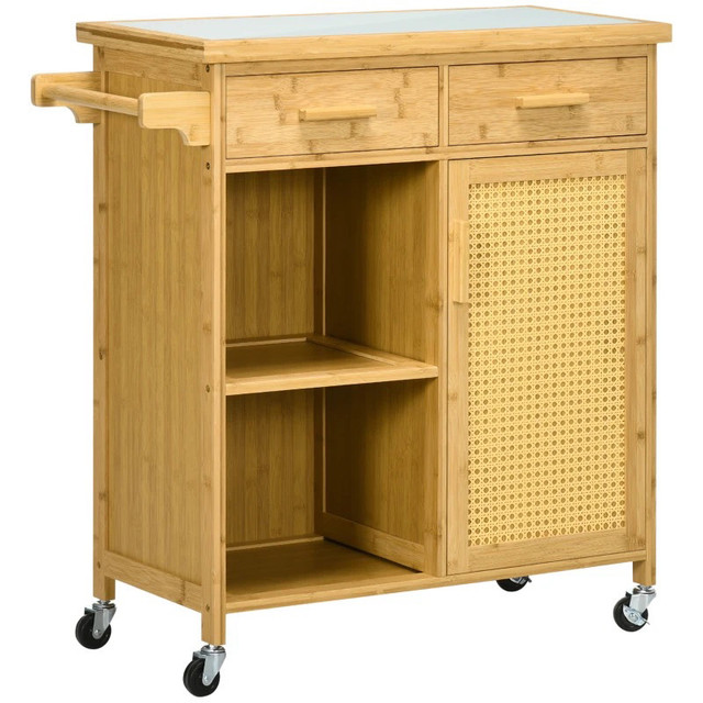 Bamboo Kitchen Island on Wheels, Rolling Kitchen Cart with Tempe in Kitchen & Dining Wares in Markham / York Region - Image 3