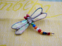 HANDMADE Stained Glass Brooch Pin, Dragonfly, NEW One of A Kind