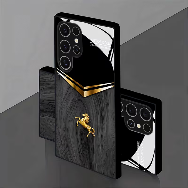 Samsung S24 Ultra Black Textured Glass Phone Case with Golden in Cell Phone Accessories in St. Catharines - Image 5