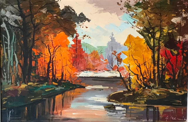 Oil painting by Geza Gordon Marich Large Autumn Landscape in Arts & Collectibles in Ottawa - Image 2