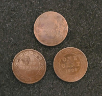 LARGE CANADIAN PENNIES(1909=2)(1920=1)