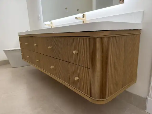 Brand New Luxury Double Sink Vanity – Solid Oak – Missing Counte64722758697217122