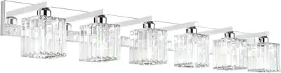 Aipsun 6-Light Crystal Vanity Light – Chrome – 49” – New, View more