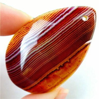 Purple & Orange Stripes Onyx Agate Teardrop Pendant Bead