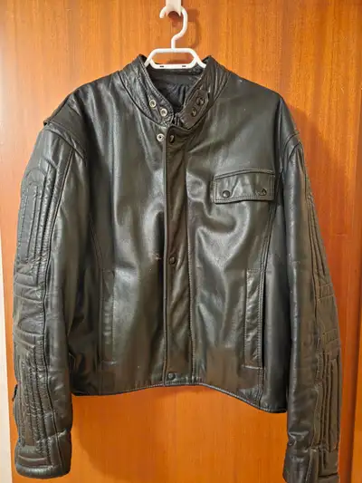 Black Leather Motorcycle Jacket - Men's Large, View more