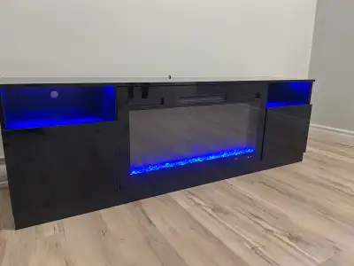 Brand new white/black led fireplace tv stand , View more