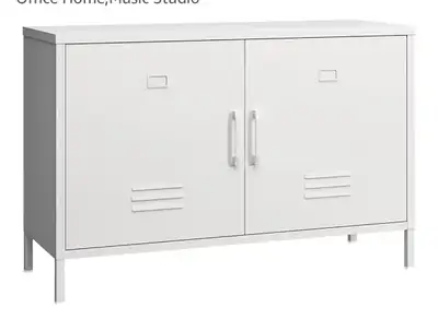 2 Door Metal Accent Cabinet,White Metal Storage Cabinet with Adj, View more