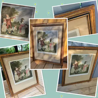 ⭐️Beautiful antique 1914 mezzotint print of the original painting “Children At Play” ⭐️Absolutely Go...