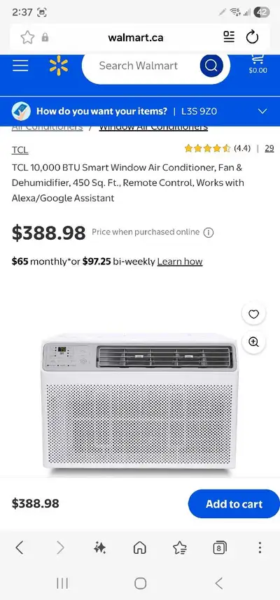 TCL 10,000 BTU Smart Window Air Conditioner, Fan & Dehumidifier,, View more