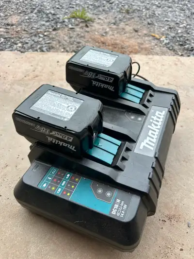 Makita charger and batteries, View more