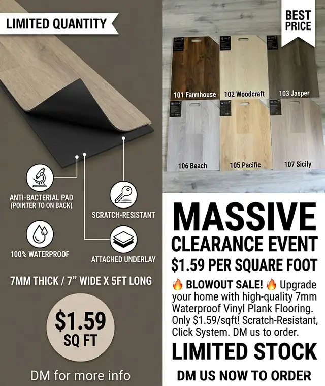  Premium 7MM Waterproof Vinyl Plank (click system)