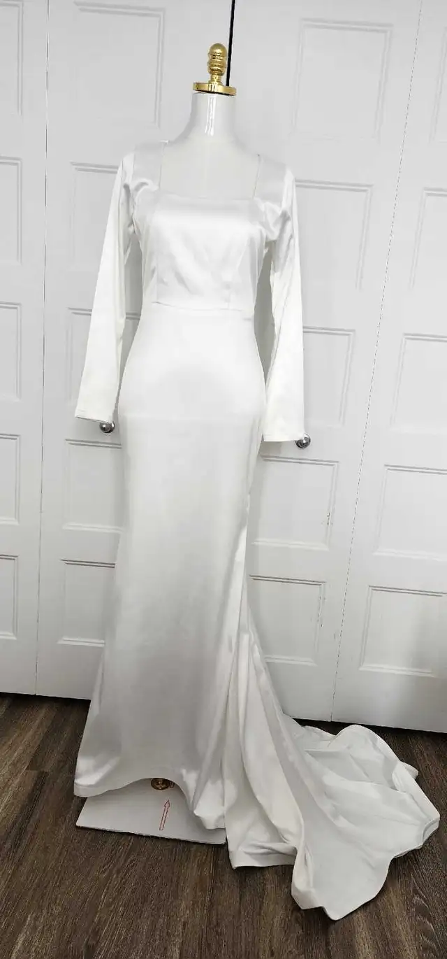 Robe de mariée blanche en satin + voile in Women's - Dresses & Skirts in Longueuil / South Shore - Image 2