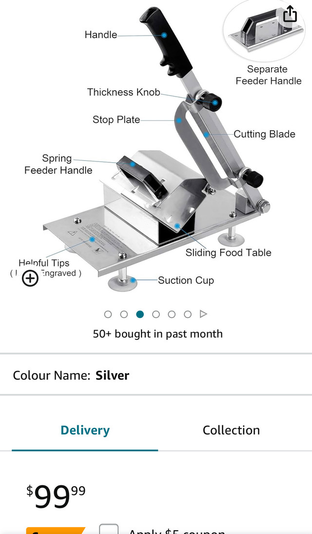 Manual Frozen Meat Slicer, Stainless in Kitchen & Dining Wares in City of Toronto - Image 3