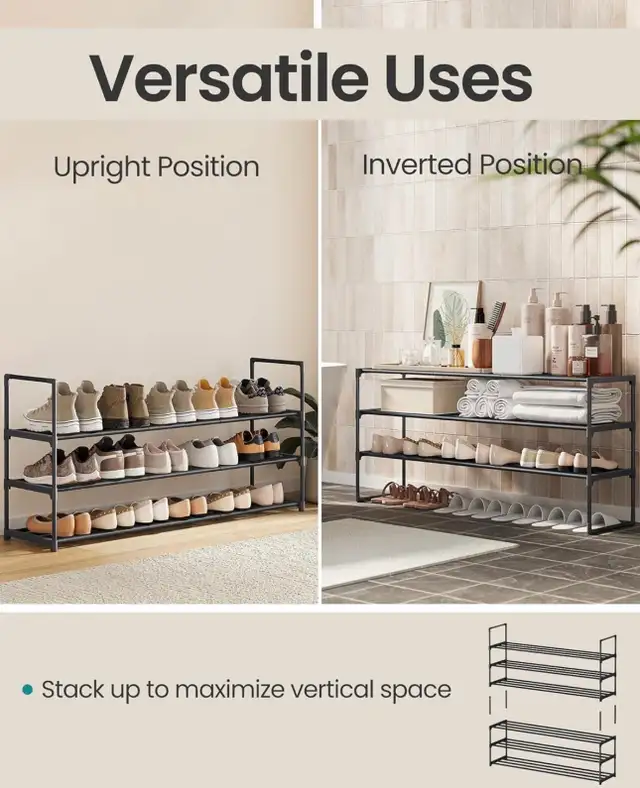 SONGMICS 3-Tier Expandable Metal Shoe Rack in Storage & Organization in Oshawa / Durham Region - Image 6