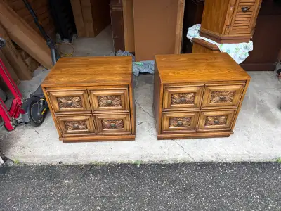 Free delivery used 2 Vintage Oak Wood End Table, View more