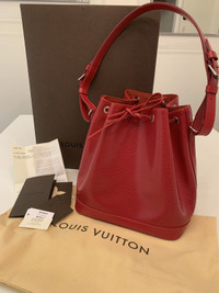 Authentic Louis Vuitton red Epi Leather Petite Noe NM handbag
