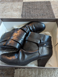 Short, black, heeled boots