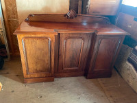 Vintage solid wood sideboard and china cabinet for sale.
