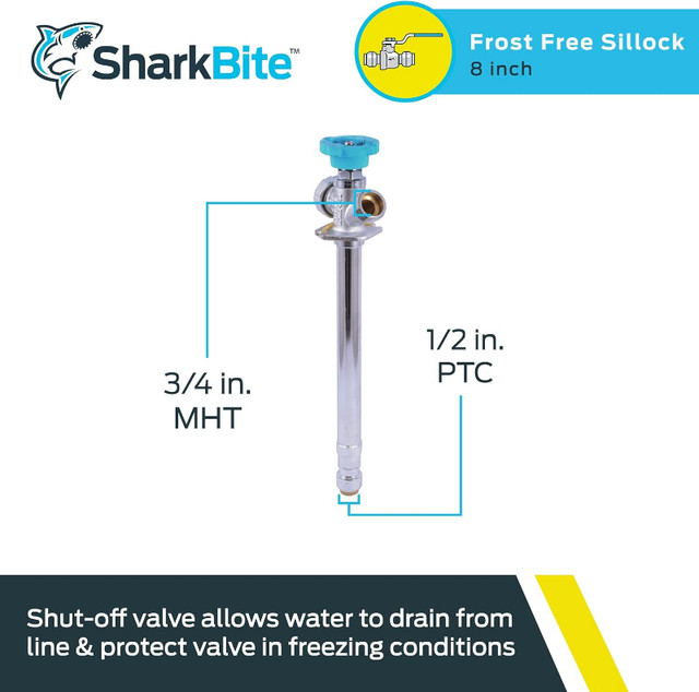 SharkBite 8 Inch Frost Free Sillcock NEW in Plumbing, Sinks, Toilets & Showers in Markham / York Region - Image 2