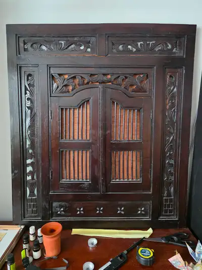 Heavy carved wood frame, View more