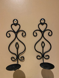 Pair of  Wall candle holders - black 