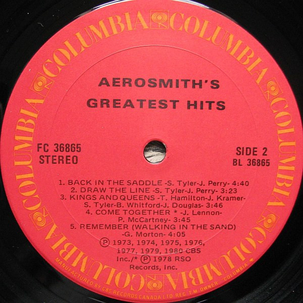 Aerosmith's Greatest Hits 1980 LP vinyl record album in CDs, DVDs & Blu-ray in Markham / York Region - Image 4