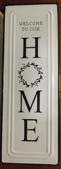21" Tall Porcelain Enamel "WELCOME" Sign, New $20