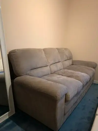 Cozy Grey Fabric Couch- Excellent Condition, View more