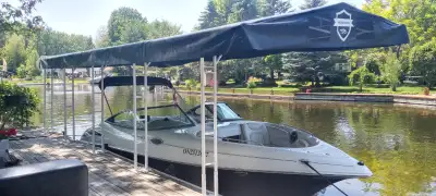 Protect your boat from the elements. Canopy size is 12' x 20' Other sizes available. Visit : www.boa...