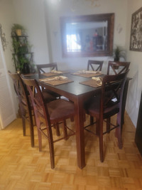 Dinette set - counter height with 6 stools and leaf