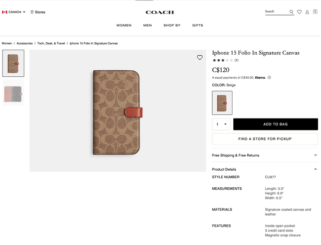 ❤️ COACH Folio Signature Canvas Case for iPhone 13,14,15 ❤️ in Cell Phone Accessories in St. Catharines - Image 9