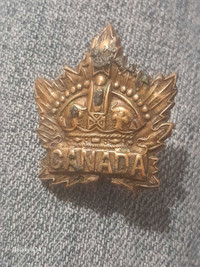 Antique WWI CEF Canadian General Service Officer Metal Hat Cap B