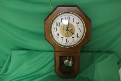 1953 wood pendulum clock see description for details, View more