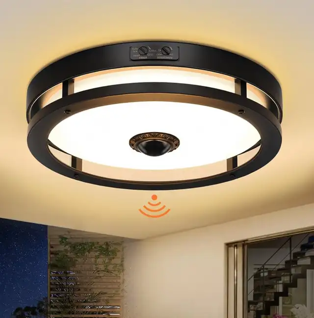  LED Flush Mount Ceiling Light 12” Motion Sensor Dusk to Dawn in Indoor Lighting & Fans in Hamilton - Image 2
