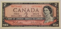 1954 Canadian 2 Dollar Banknote ( ER Prefix Serial  )
