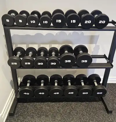 $500 off SALE-BRAND NEW URETHANE 5-50lb Dumbbells, View more