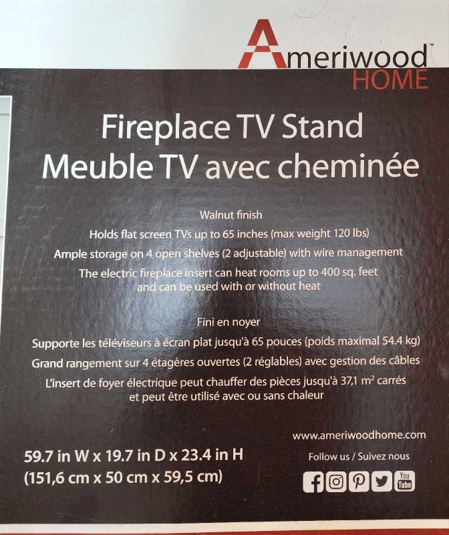 Firplace tv stand in TV Tables & Entertainment Units in Mississauga / Peel Region
