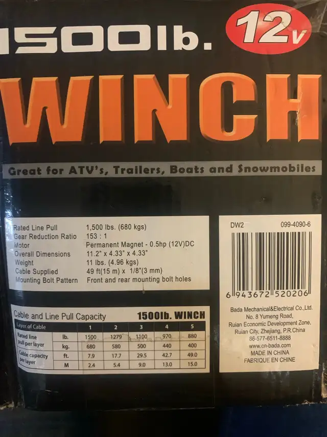 Winch 12v in Power Tools in Kitchener / Waterloo - Image 3