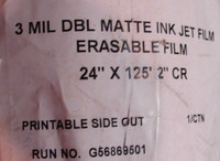 3 MIL DBL MATTE INK JET FILM ERASABLE 24" X 125' 2" CR double