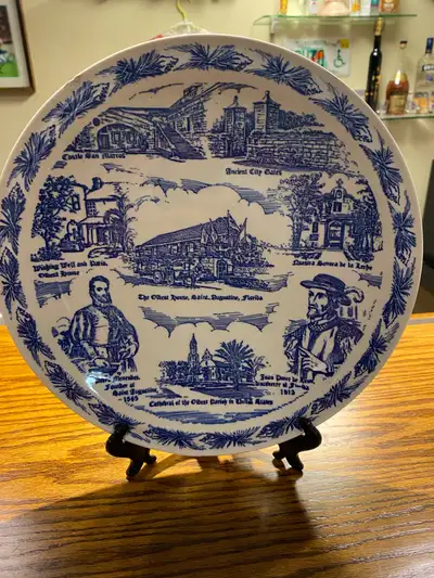 Vintage St Augustine Florida Souvenir Plate Vernon Kilns 10.5”, View more