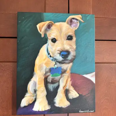 Adorable puppy print. Measures 13.5 x 10.5 x 1.5” deep. Would be adorable in a kids room or if you h...