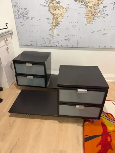Selling a complete, matching 3-piece IKEA Hopen bedroom set in a deep black-brown finish. This popul...