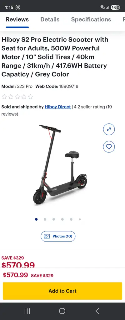 Hiboy S2 pro e scooter, View more