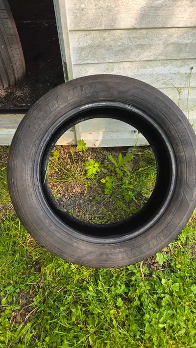 4 Goodyear all season tires in good shape, about 5-7/32 tread remaining on each. Wrong size for our...