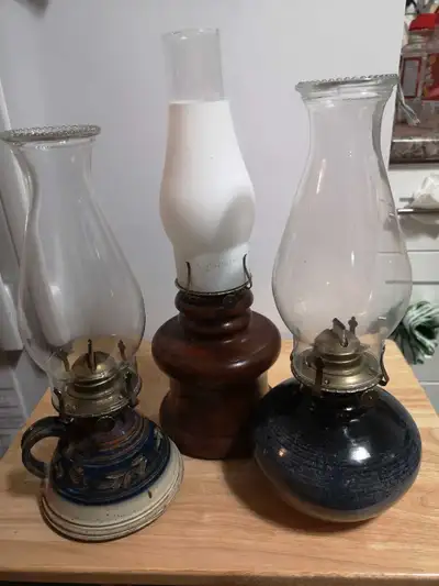 Vintage Ceramic Pottery Oil/Hurricane Lamps, View more