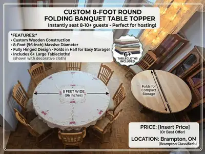 Custom 8-Foot Round Folding Banquet Table Topper, View more