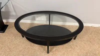 Modern Oval Glass Coffee Table – Black, View more