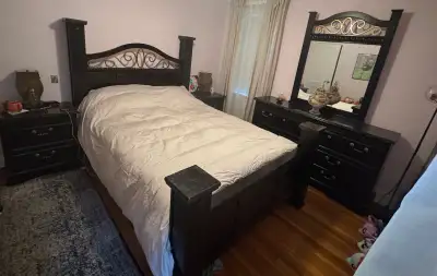 Dark Brown Bedroom Set With Box Spring And Mattress , View more